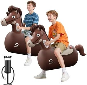 QPAU Inflatable Horse Bouncy Hopper Toy, 2 Pack with Hand Pump