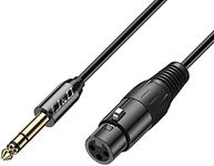 J&D XLR to 6.35mm 1/4 inch Cable, PVC Shelled 6.35mm 1/4 inch TRS Male to XLR Female XLR to TRS 1/4 inch Balanced Interconnect Cable Adapter for Speaker Condenser Mic Guitar Mixer AMP, 2.7 Meter