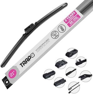 Trapo - 21” Hydrophobic Front Windshield Wiper Blade - Universal Fit for Most Vehicles - Durable & Silicone - Strong Water-Repellent Coating - Prevents Water Build-Up - Quick & Easy Install - 1 Blade