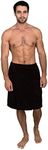 TowelSelections Men's Wrap, Shower & Bath Terry Towel with Snaps - Black - Small/Large