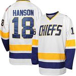 vinking Hanson Brothers Jersey, Charlestown Chiefs 16,17,18 Slap Shot Ice Hockey Movie Jersey (18 White, L)