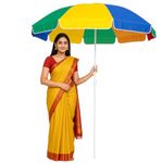 RAINPOPSON 7Ft portable garden umbrella for events Garden umbrella outdoor big size rust resistant pole windproof AB_8 (Multicolor)