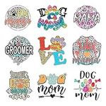 Amazingxy 9Pcs Dog Mom Iron On Decals for Clothing Women DIY Heat Transfer Stickers for Clothes T-Shirt Thermal Transfers Applique, Variety Pack, A-T5