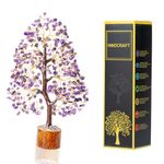 HindCraft Crystal Tree - Showpiece for Home Decor - Feng Shui Seven Chakra Tree - Home Decorations - Marriage Gift Items - Antique Home Decor - 10-12 Inch (Amethyst Chakra (Golden Wire))