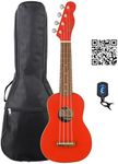 Fender Limited Edition Venice Soprano Ukulele - Fiesta Red Bundle with Gig Bag, Tuner, and Austin Bazaar Instructional Video