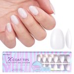 Extra Short Almond Nail tips, BTArtboxnails XCOATTIPS Press on Nails, White Fake Nails with Tip Primer Cover, Pre-colored Full Cover Nail Tips for Gel Nails, Acrylic Nails 160Pcs 16 Sizes