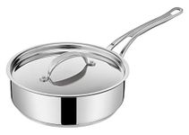 Tefal Jamie Oliver Cook's Classics Stainless Steel Saute Pan, 24 cm, Non-Stick Coating, Heat Indicator, 100 percentage Safe, Riveted Silicone Handle, Oven-Safe, Induction Pan E3063234