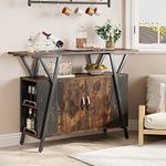 Bestier Kitchen Island with Storage Cabinet, Coffee Bar Buffet Table Sideboard with Adjustable Shelves for Dinning Room Living Room Entryway Hallway, Rustic Brown