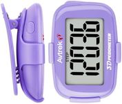AVTREK 3D Pedometer Clip On-Step Counter for Walking-No App No Phone-LED Backlight-Accurate Step Tracker Clip for Women,Men,Senior(Purple)