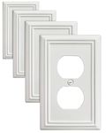 ZILLSEA Duplex Wall Plates, Receptacles Outlet Covers for Electrical Outlets or Light Switches, Metal Material, White Finish, 1-Gang, 4 Pack