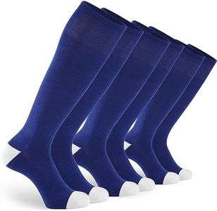 GRAPMKTG 3 Pack Soccer Socks for Men Youth and Women Baseball Softball Football Socks for Adult Knee High Tube Royal Blue Large