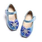 THEE BRON Toddler Girls Shoes Ballet Flats Elsa Princess Dress Shoes for Kids(CA-A2154 Little Kid,Blue/11M)