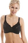 Camille Womens Ladies Non Wired Full Cup Support Black Mastectomy Bra 38D