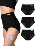 TIICHOO Period Underwear for Women Heavy Flow Extra High Waisted Period Panties Soft Menstrual Leakproof Underwear Pack of 3(X-Small, Black of 3)