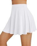 AUTOMET Women Tennis Skirt Mini Athletic Golf Skorts High Waisted Pleated Casual Dress Shorts Underneath with Pockets 2024 Trendy Pickleball Rave Outfits Workout Fashion Teen Clothes White M