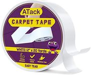 Atack Carpet Tape for Area Rugs and Carpets, Removable, 2 Inches x 20 Yards, Ideal for Stair Treads, Rugs, Carpets Over Carpets or Delicate Hardwood Floors