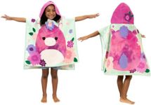 Franco Squishmallows Kids Beach/Pool/Bath/Camping Hooded Towel Poncho 24" X 22", Absorbent Cotton Cover up, (Official Licensed Squishmallows Product)