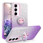 YINLAI Samsung Galaxy A55 Case Bling Glitter Sparkle Samsung Galaxy A55 Case for Girls Women with Ring Holder Kickstand Protective Phone Case for Samsung A55 5G 6.5", Purple Gradient