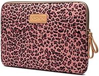 BagsFromUs Lisen Canvas Fabric Stylish Leopard's Spots Leopard Print Style 7-15.6 Inch Laptop Sleeve Computer Protective Carrying Case Bag Cover for iPad/MacBook/Dell/HP/Lenovo/Sony/Toshiba/Acer etc., Pink, 13 inch