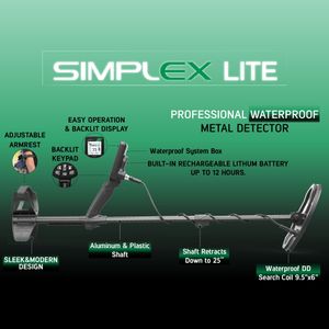 Nokta Simplex Lite Metal Detector – 9.5" Waterproof DD Coil, Underwater & Beach Modes