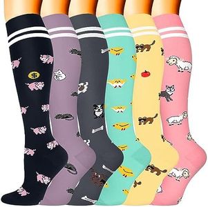 Compression Socks for Women & Men 6 Pairs is Best Supportive Knee High Stockings for Circulation, Travel, Nurses