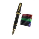 Jinhao 450 Normal Nib Fountain Pen Black with 5 Color Gullor Ink Cartridges