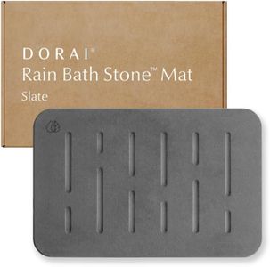 Dorai Home Bath Stone – Luxury Quick-Drying Stone Bath Mat, Non-Slip Surface, Rubberized Bottom Pad, Rain Slate