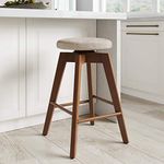 Nathan James Amalia Backless Kitchen Counter Height Bar Stool, Solid Wood with 360 Swivel Seat, Antique Coffee/Natural Wheat