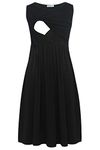 Smallshow Women's Sleeveless Nursing Dresses Patchwork Maternity Breastfeeding Dress Black XX-Large