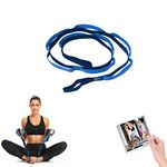 SIGNAMIO® Multi Grip Hamstring Yoga 8 Loop Exercise Belt Stretch Strap Band Rope for Stretching Men Women with Yoga Fitness Booklet - Blue-Black-1pcs