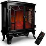 MONZANA® Double-Door 2kW Electric Fireplace | 2000W | 2 Heat Settings | Timer | Decorative LED Flame Effect | Electric Fan Heater | 70 x 36 x 66cm | Black