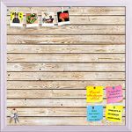 ArtzFolio Natural Texture | Bulletin Board Notice Pin Board | Vision Soft Board Combo with Thumb Push Pins & Sticky Notes | White Frame | 16 x 16 inch (41 x 41 cms)