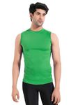 LYCOT Men's Sleeveless Net Rash Guard | Nylon Athletic Compression Top for Swimming & Outdoor Activities -Green