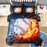 Andency Baseball Comforter Set Queen(90x90 Inch), 3 Pieces(1 Baseball Comforter, 2 Pillowcases) Sport Microfiber Comforter Set Bedding Set for Kids Boys Teens