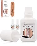 8ml x3 By Vixi EXTRA STRONG NAIL GLUE with BRUSH and FREE PREP FILE Clear Instant Dry Adhesive, Professional Salon Quality