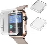 Josi Minea x2 Pcs iWatch 3 & 2 Protective Snap-On Case with Built-in PC Hard Screen Protector - Anti-Scratch HD Cover Compatible with Apple Watch Series 3 & 2 [ 42mm - 2 Pack - Clear & Grey ]