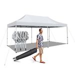 Tangkula 10x20 Ft Pop Up Canopy, UPF 50+ 1 Person Setup Instant Canopy Tent with Wheeled Carrying Bag, 8 Stakes, 4 Ropes, Outdoor Commercial Sun Shelter Tent for Camping, Travel, Picnic