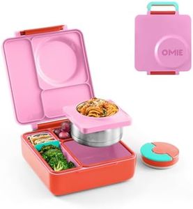 OmieBox Bento Box for Kids - Insulated Lunch Box with Leak Proof Thermos Food Jar - 3 Compartments, Two Temperature Zones (Single) (Packaging May Vary)