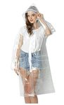 Freesmily Transparent Long Raincoat Waterproof EVA Rain Jacket for Women Men with hood, Transparent - Standard, XL