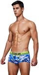 SEOBEAN Mens Low-Rise Camouflage Trunk Boxer Brief Underwear (Large / 31-33”, 90218 Blue)