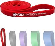 WOD Nation Single Pull Up Assistance Band (10-35lbs Red Band) - Best for Pullup Assist, Chin Ups, Resistance Bands Exercise, Stretch, Mobility Work & Serious Fitness - 41 inch Straps