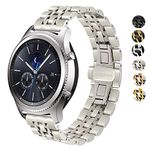 SPINYE Band Compatible for Galaxy Watch 46mm, 22mm Solid Stainless Steel Metal Replacement Strap for Samsung Gear S3 Frontier/Classic/Moto 360 2nd Gen 46mm Women Men, if Applicable (Silver)