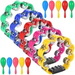 AOKISY 15 Pieces Petal Tambourines for Adults Set Metal Jingles Hand Held Percussion With Maracas for Bar Party School KTV Operation Christmas Christian Dance Charity Project