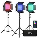 GVM RGB LED Video Light Kit, Dimmable Photography Lighting with APP Control, 680RS 50W 3 Packs Led Panel Light for YouTube Studio, Video Shooting, Gaming, Streaming, Zoom, Broadcasting, Conference