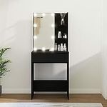 Rantry Dressing Table with LED Black 60x40x140 cm, Make-up Table, Vanity Makeup, Cosmetic Dresser Bedroom Furniture Bedroom Dressing Tables