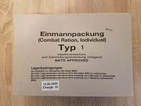 Armee BW German Army EPA Menu 1 MRE Food Camping Single Man Pack Army Food Ration