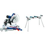 BOSCH GCM12SD 15 Amp 12 Inch Corded Dual-Bevel Sliding Glide Miter Saw + Bosch T1B Port Folding Miter Saw Stand