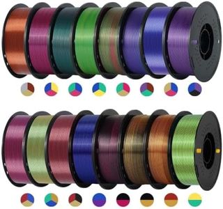 Kingroon 16KG Silk PLA 3D Printer Filament Bundle Dual Color Triple Color Pla Filament 1.75mm Multicolor Filament for Most FDM 3D Printer, 1KG X 16 Spools