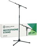 K&M König & Meyer 21090.500.55 Tripod Microphone Stand - Adjustable Telescoping 2-Piece Boom Arm - Professional Grade - Heavy Duty with Folding Leg Base - German Made Black