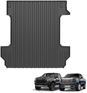 Ecarzo Bed Mat Compatible with 2019-2023 2024 Chevrolet Silverado 1500/GMC Sierra1500 Accessories 5.8FT Vehicle Bed Mat, All Weather Protection Heavy Duty Cargo Mat TPE Trunk Bed Liner - 1PC Black